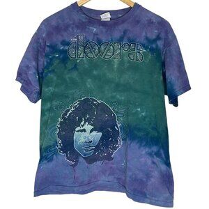 Anvil Men's M Retro The Doors Tie Die Graphic Band Tee Purple Green Jim Morrison